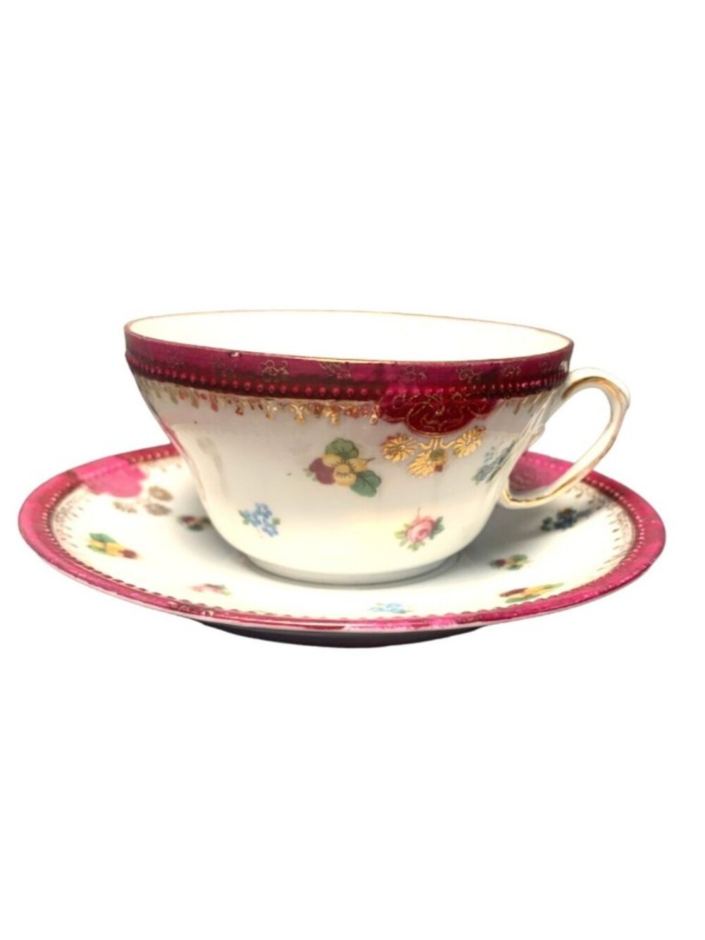 Vintage Victoria Austria Floral Teacup & Saucer Set Porcelain China